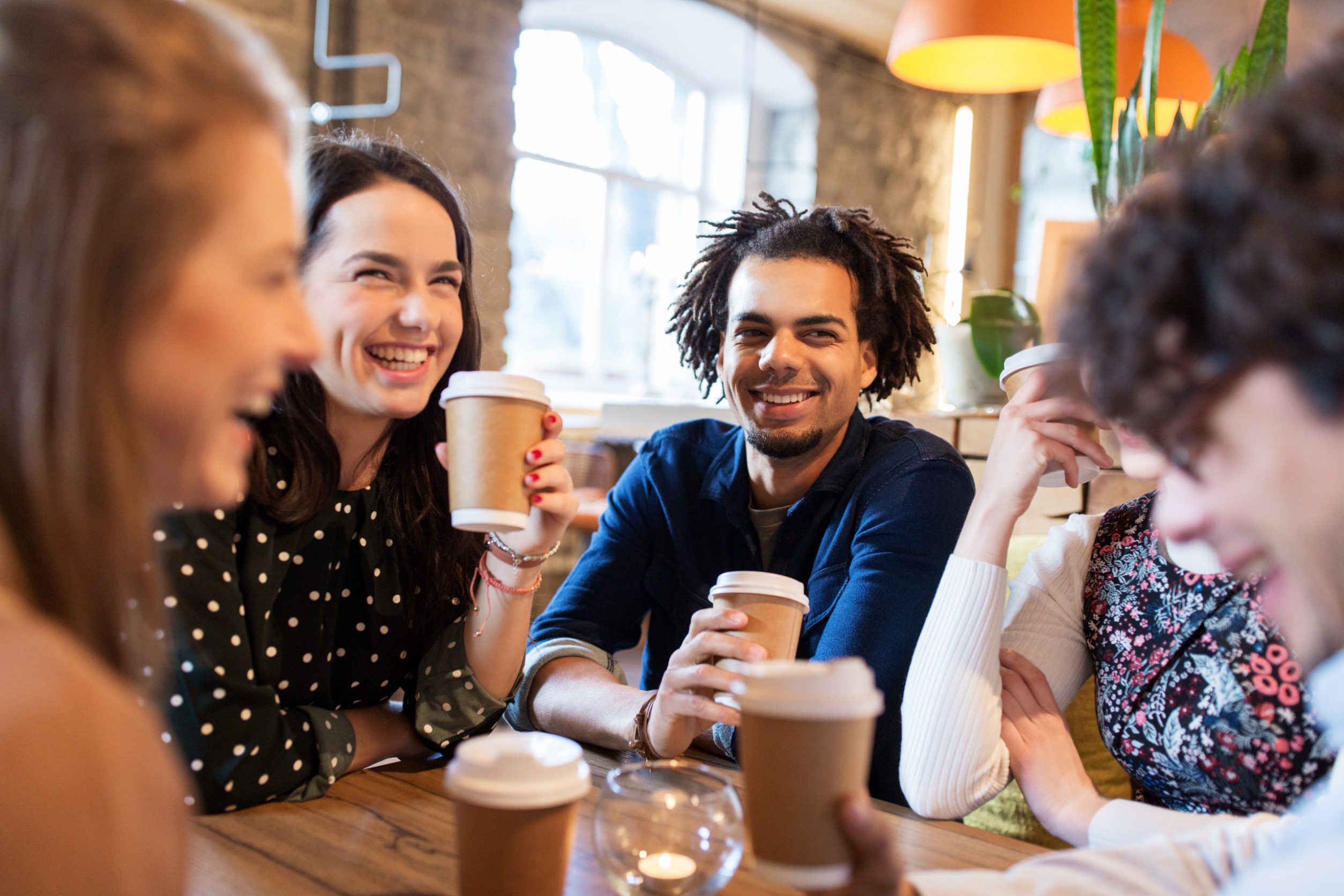 Happy Friends Having Coffee