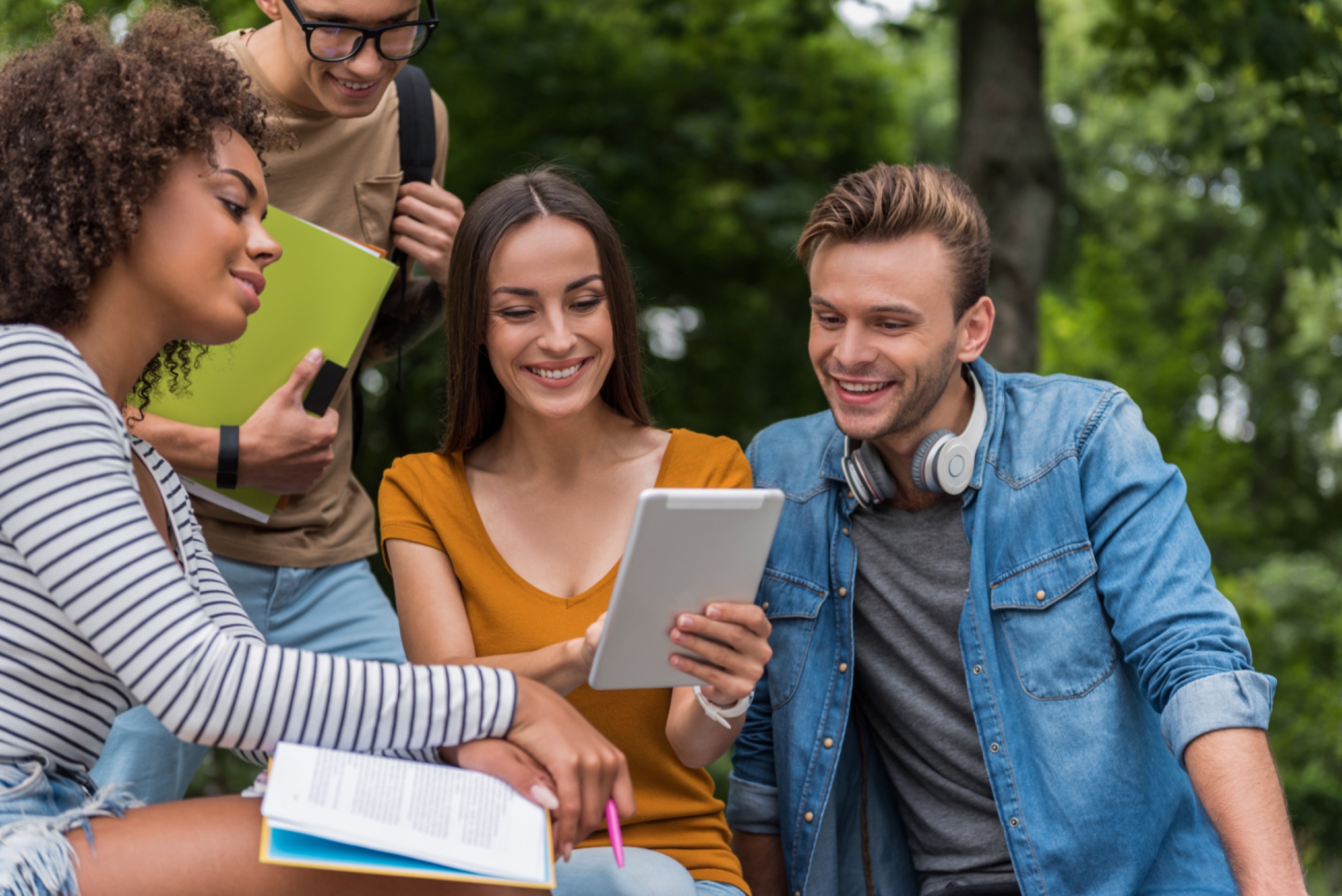 Students Looking at a Tablet